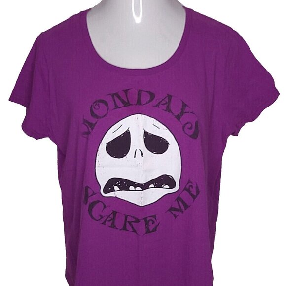 Disney Tops - Disney Store Mondays Scare Me T Shirt 2XL Purple Scoop Neck Pumpkin King Womens